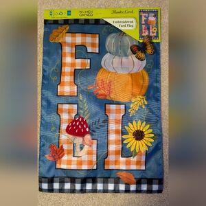 Meadow Creek Fall Garden Flag Butterfly Embroidered Hand Stitch New